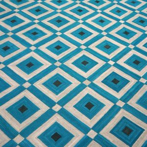 Contemporary American Hooked Rug 6'Ã—9' â€” Teal Geometric Design - detail view 2