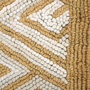 Contemporary American Hooked Rug — White & Brown Geometric Pattern - detail view 1