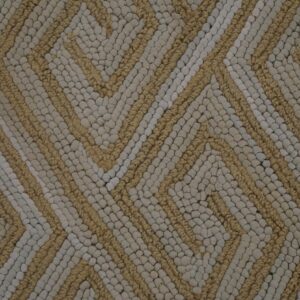 Contemporary American Hooked Rug — White & Brown Geometric Pattern - detail view 2