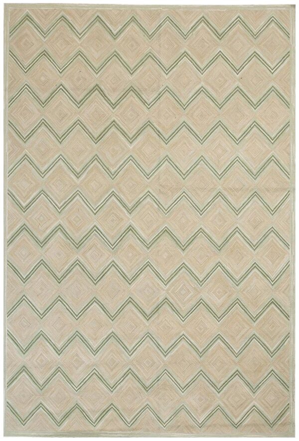 Contemporary american hooked rug, zig zag pattern, 6'×9' cotton 1 Contemporary american hooked rug, zig zag pattern, 6'×9' cotton