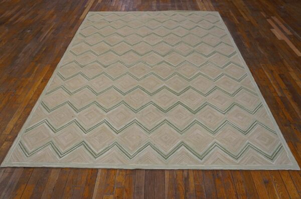 Contemporary american hooked rug, zig zag pattern, 6'×9' cotton 2 Contemporary american hooked rug, zig zag pattern, 6'×9' cotton - detail view 1