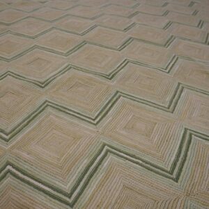 Contemporary American Hooked Rug, Zig Zag Pattern, 6'×9' Cotton - detail view 3