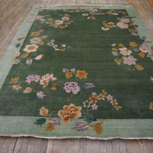 Contemporary Chinese Art Deco Style Carpet 7'10"×10'5" Hand-Knotted Wool - detail view 1