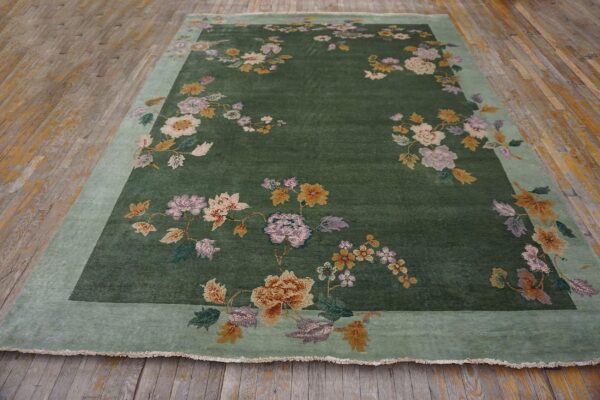 Contemporary chinese art deco style carpet 7'10"×10'5" hand-knotted wool 2 Contemporary chinese art deco style carpet 7'10"ã—10'5" hand-knotted wool - detail view 1