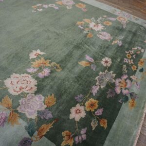 Contemporary Chinese Art Deco Style Carpet 7'10"×10'5" Hand-Knotted Wool - detail view 3