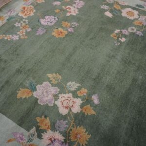 Contemporary Chinese Art Deco Style Carpet 7'10"×10'5" Hand-Knotted Wool - detail view 4
