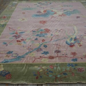 Contemporary Chinese Art Deco Style Carpet 8'10"Ã—11'8" Hand-Knotted Wool - detail view 1