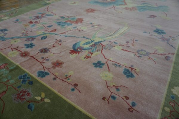 Contemporary chinese art deco style carpet 8'10"ã—11'8" hand-knotted wool - detail view 2