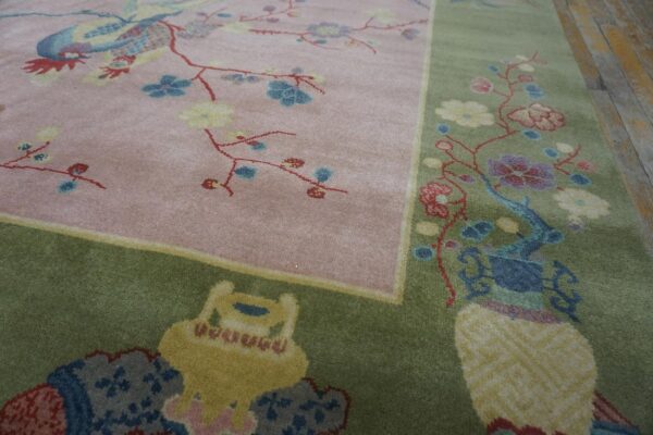 Contemporary chinese art deco style carpet 8'10"ã—11'8" hand-knotted wool - detail view 3