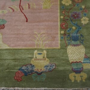 Contemporary Chinese Art Deco Style Carpet 8'10"Ã—11'8" Hand-Knotted Wool - detail view 4
