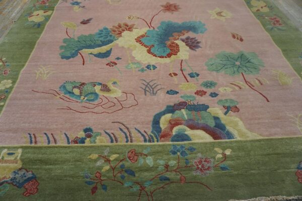 Contemporary chinese art deco style carpet 8'10"ã—11'8" hand-knotted wool - detail view 5
