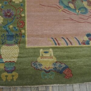 Contemporary Chinese Art Deco Style Carpet 8'10"Ã—11'8" Hand-Knotted Wool - detail view 6