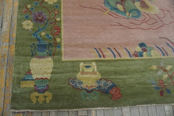 Contemporary chinese art deco style carpet 8'10"ã—11'8" hand-knotted wool - detail view 6