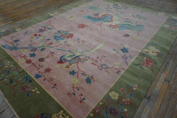 Contemporary chinese art deco style carpet 8'10"ã—11'8" hand-knotted wool - detail view 8