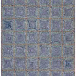Contemporary Cotton Hooked Rug 6'Ã—9' Classic Geometric Blue Reproduction