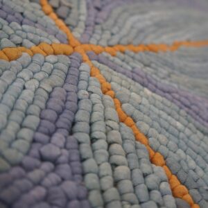 Contemporary Cotton Hooked Rug 6'Ã—9' Classic Geometric Blue Reproduction - detail view 1