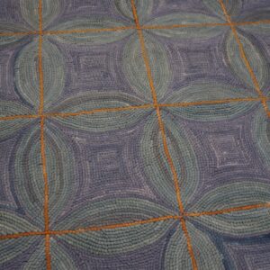 Contemporary Cotton Hooked Rug 6'Ã—9' Classic Geometric Blue Reproduction - detail view 3