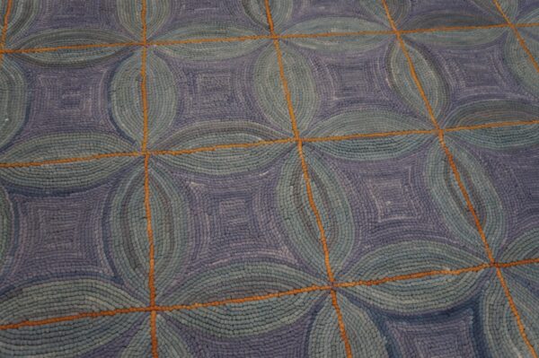 Contemporary cotton hooked rug 6'ã—9' classic geometric blue reproduction - detail view 3