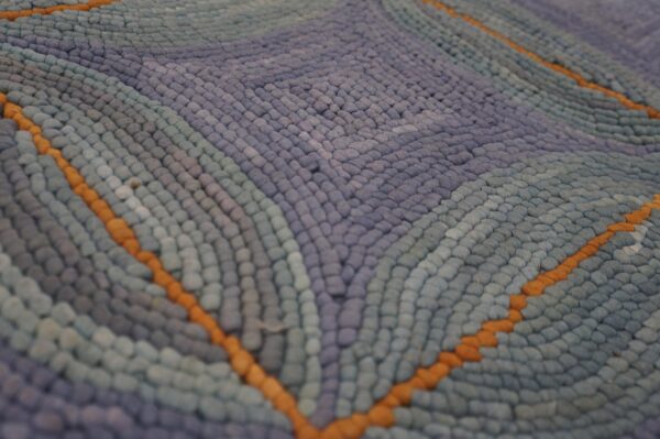 Contemporary cotton hooked rug 6'ã—9' classic geometric blue reproduction - detail view 4