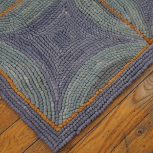 Contemporary Cotton Hooked Rug 6'Ã—9' Classic Geometric Blue Reproduction - detail view 5
