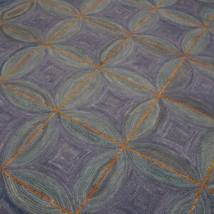 Contemporary Cotton Hooked Rug 6'Ã—9' Classic Geometric Blue Reproduction - detail view 7