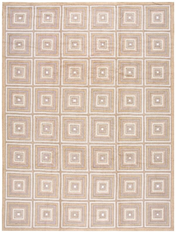 Contemporary cotton hooked rug 9'ã—12' hand-hooked
