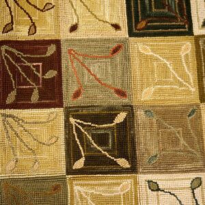Contemporary Cotton Hooked Rug, Multicolor Ground, Hand-Hooked - detail view 2