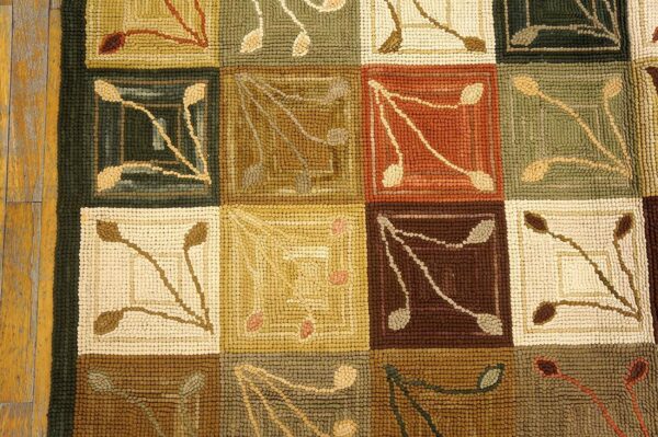 Contemporary cotton hooked rug, multicolor ground, hand-hooked - detail view 4