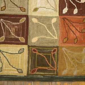 Contemporary Cotton Hooked Rug, Multicolor Ground, Hand-Hooked - detail view 5
