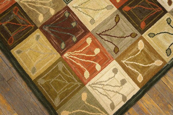 Contemporary cotton hooked rug, multicolor ground, hand-hooked - detail view 6