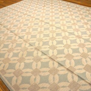 Contemporary Handwoven Wool Needlepoint Flat-Weave Rug, impressive geometric design - detail view 2