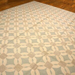 Contemporary Handwoven Wool Needlepoint Flat-Weave Rug, impressive geometric design - detail view 3