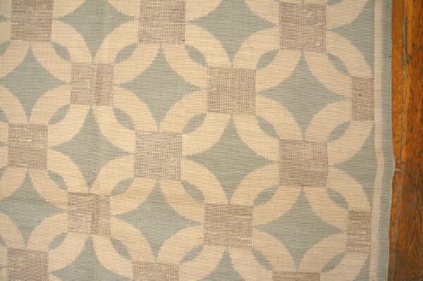 Contemporary handwoven wool needlepoint flat-weave rug, impressive geometric design - detail view 4