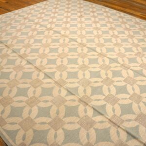 Contemporary Handwoven Wool Needlepoint Flat-Weave Rug, impressive geometric design - detail view 5