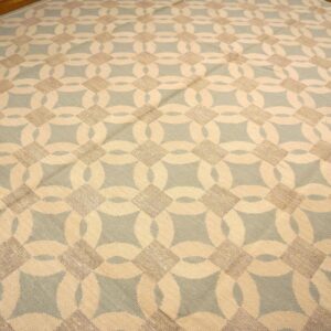 Contemporary Handwoven Wool Needlepoint Flat-Weave Rug, impressive geometric design - detail view 6
