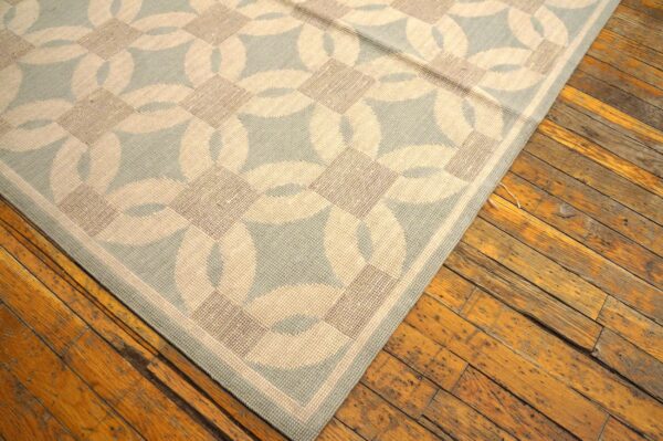 Contemporary handwoven wool needlepoint flat-weave rug, impressive geometric design - detail view 8
