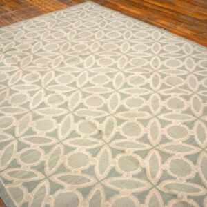 Contemporary Handwoven Wool Needlepoint Flat-Weave Rug, refined classical composition - detail view 2