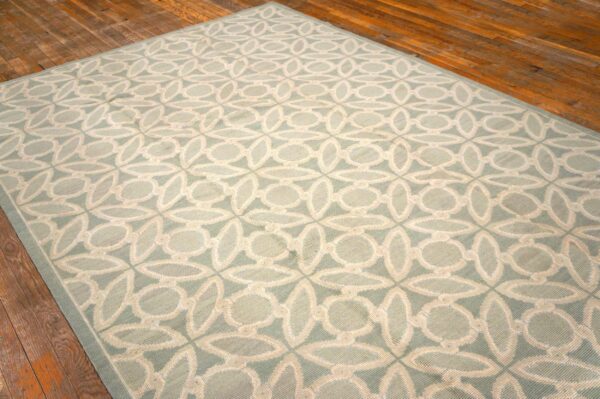 Contemporary handwoven wool needlepoint flat-weave rug, refined classical composition - detail view 2