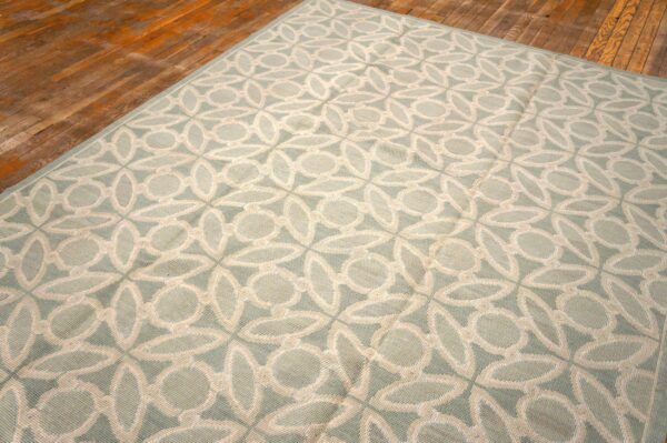 Contemporary handwoven wool needlepoint flat-weave rug, refined classical composition - detail view 3