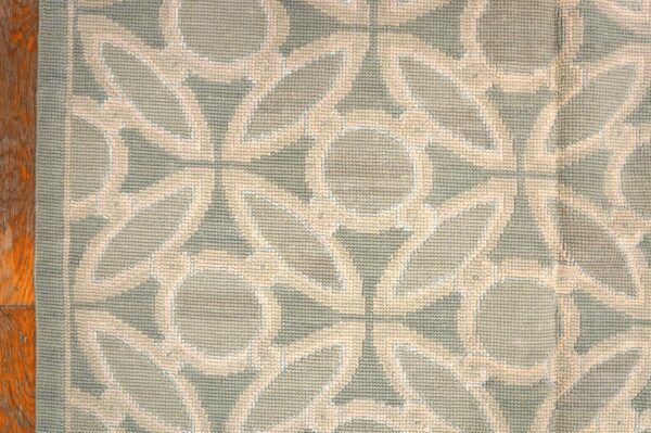 Contemporary handwoven wool needlepoint flat-weave rug, refined classical composition - detail view 5