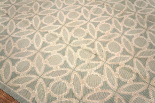 Contemporary handwoven wool needlepoint flat-weave rug, refined classical composition - detail view 7