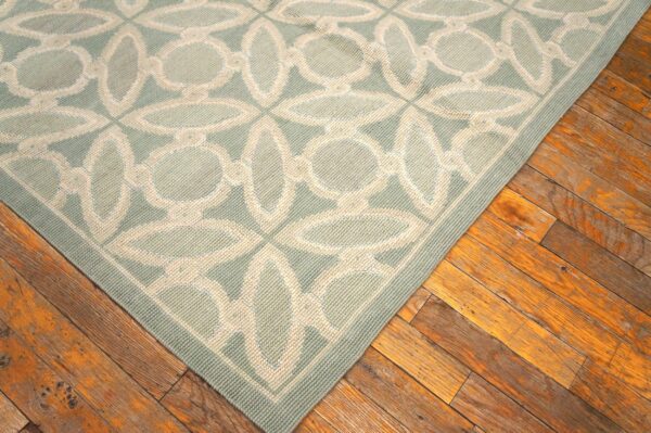 Contemporary handwoven wool needlepoint flat-weave rug, refined classical composition - detail view 8