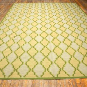 Contemporary Handwoven Wool Needlepoint Flat-Weave Rug with silk highlights, an awe-inspiring decorative composition with silk highlights - detail view 1