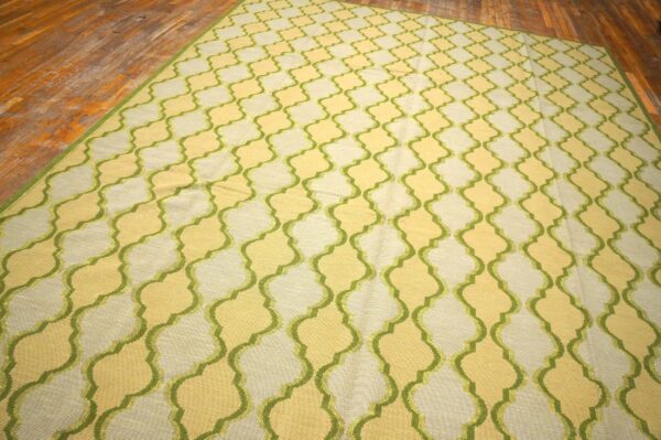 Contemporary handwoven wool needlepoint flat-weave rug with silk highlights, an awe-inspiring decorative composition with silk highlights - detail view 2