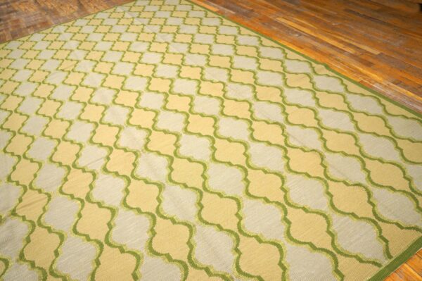 Contemporary handwoven wool needlepoint flat-weave rug with silk highlights, an awe-inspiring decorative composition with silk highlights - detail view 3