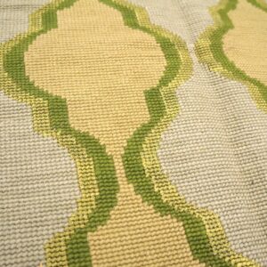 Contemporary Handwoven Wool Needlepoint Flat-Weave Rug with silk highlights, an awe-inspiring decorative composition with silk highlights - detail view 4