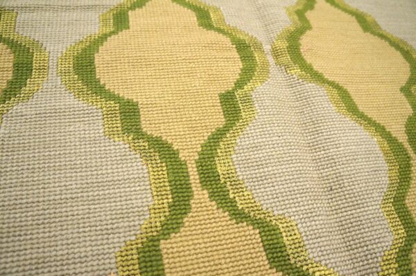 Contemporary handwoven wool needlepoint flat-weave rug with silk highlights, an awe-inspiring decorative composition with silk highlights - detail view 4