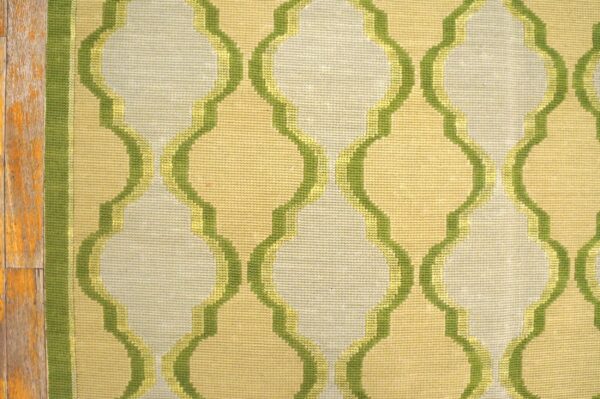 Contemporary handwoven wool needlepoint flat-weave rug with silk highlights, an awe-inspiring decorative composition with silk highlights - detail view 5