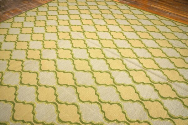 Contemporary handwoven wool needlepoint flat-weave rug with silk highlights, an awe-inspiring decorative composition with silk highlights - detail view 6