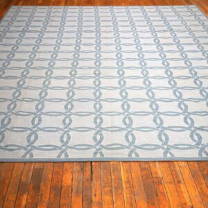 Contemporary Handwoven Wool Needlepoint Flat-Weave Rug with silk highlights, a breathtaking decorative composition with silk highlights - detail view 1